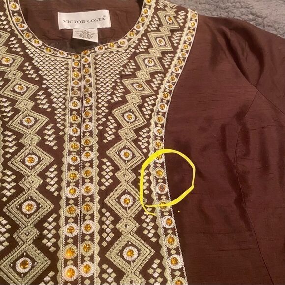 Victor Costa 100% Silk Beaded Elegant Blazer Jacket Size 14 - Picture 12 of 13